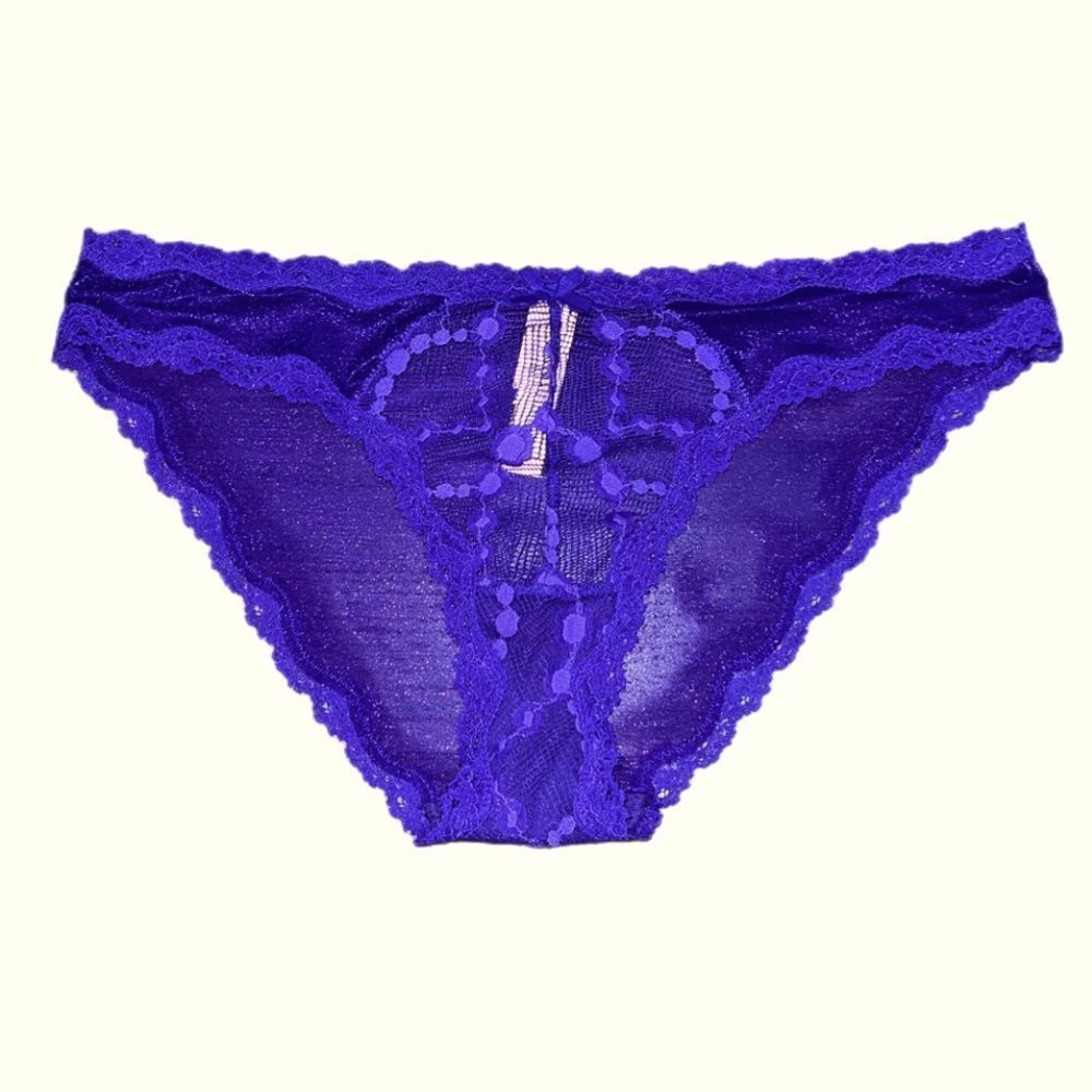 Victoria’s Secret Rare Dream Angels Shine Mesh lace trim Cheekini Panty purple L